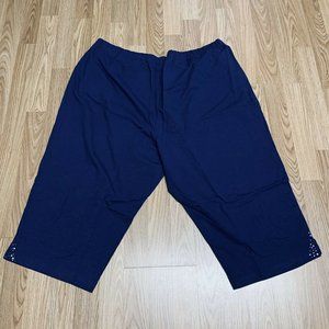 Quaker Factory Pants 3X Blue Capri Elastic EB28